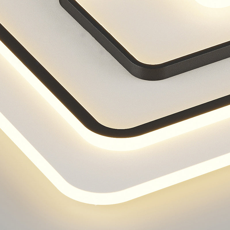 LED Modern Metal Flush Mount Geometric Shape Ceiling Light with Plastic Shade for Bedroom