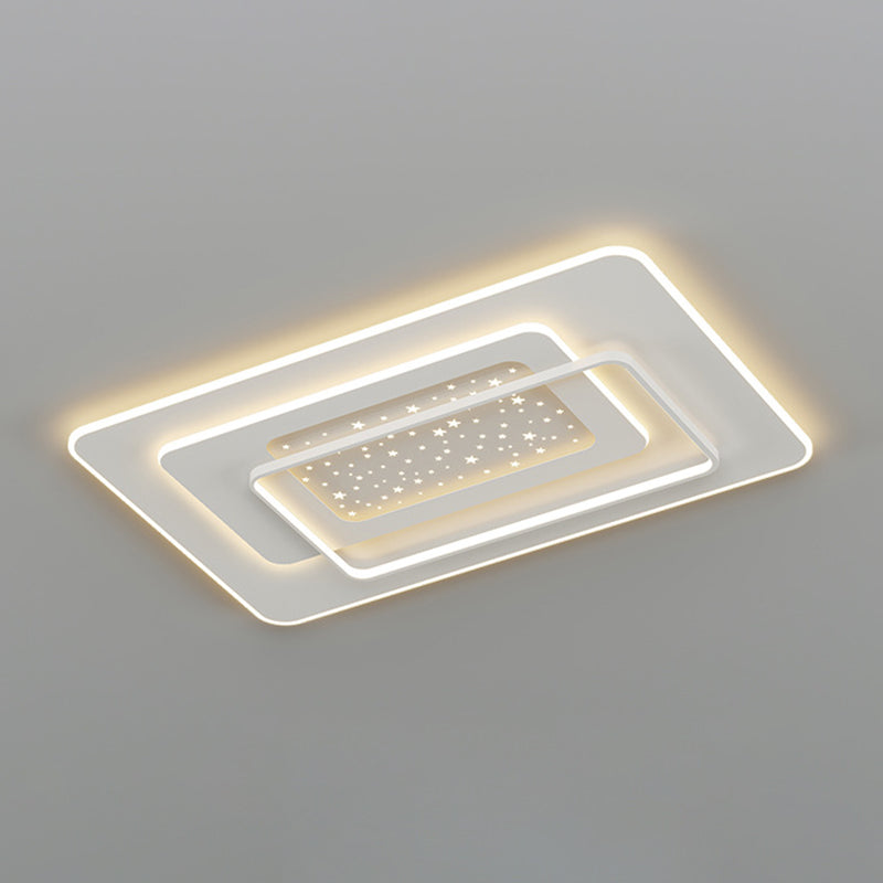 LED Metal Flush Mount Modern Geometric Shape Ceiling Light with Acrylic Shade for Bedroom