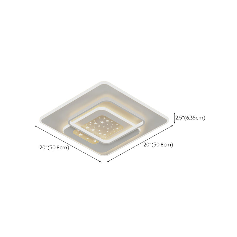 LED Metal Flush Mount Modern Geometric Shape Ceiling Light with Acrylic Shade for Bedroom