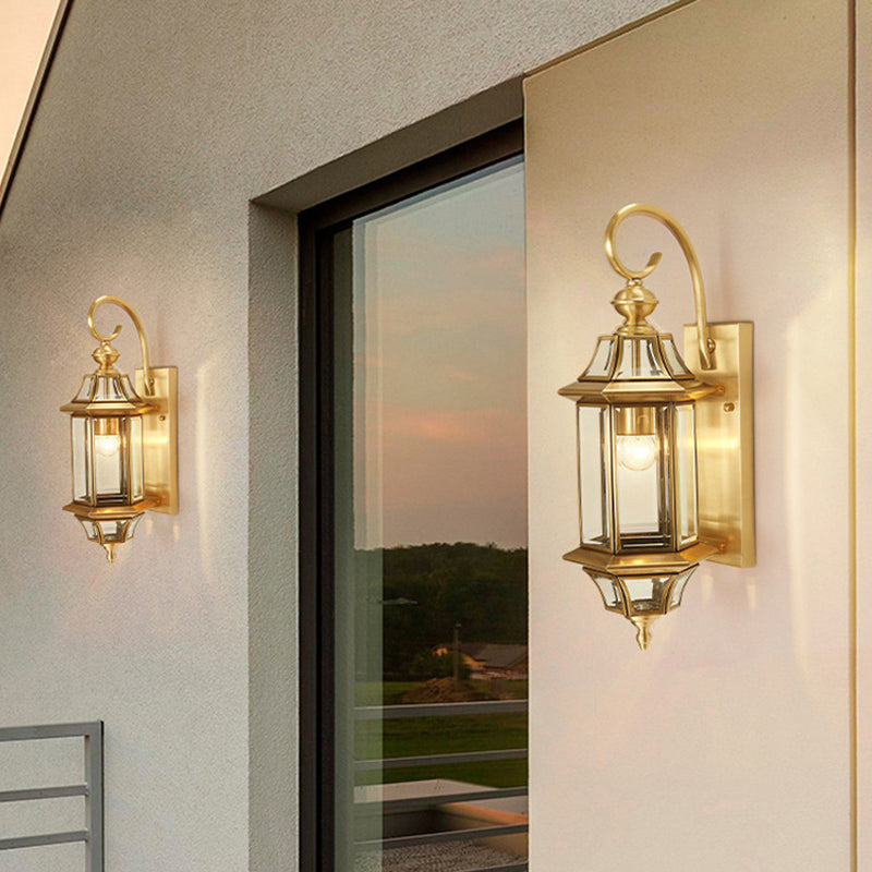 Contemporary Metal and Glass 1 Light Wall Lighting Fixtures in Gold