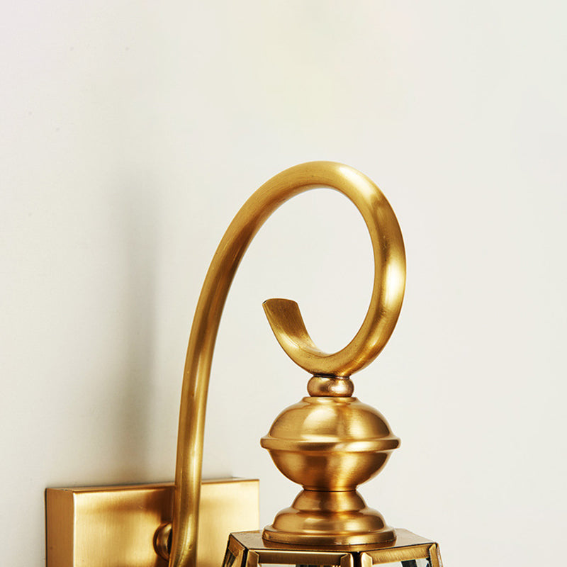 Contemporary Metal and Glass 1 Light Wall Lighting Fixtures in Gold