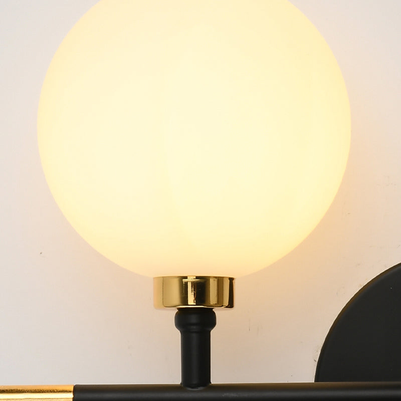 Black Gold Wall Mount Lamp 1-Light Modern Spherical with Glass Shade for Bedroom