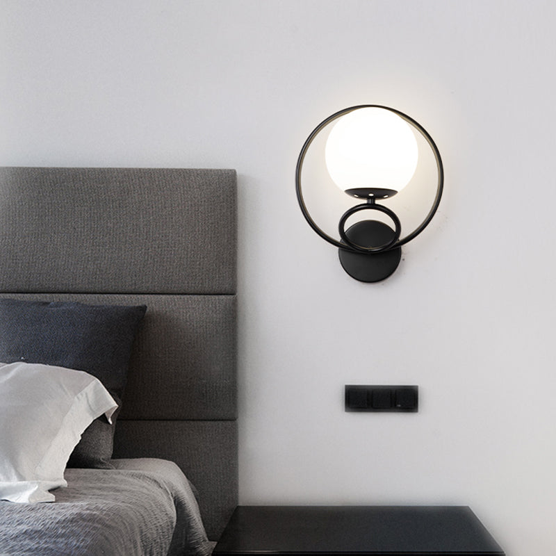Modern Wall Mount Lamp 1-Light Spherical with Glass Shade for Bedroom