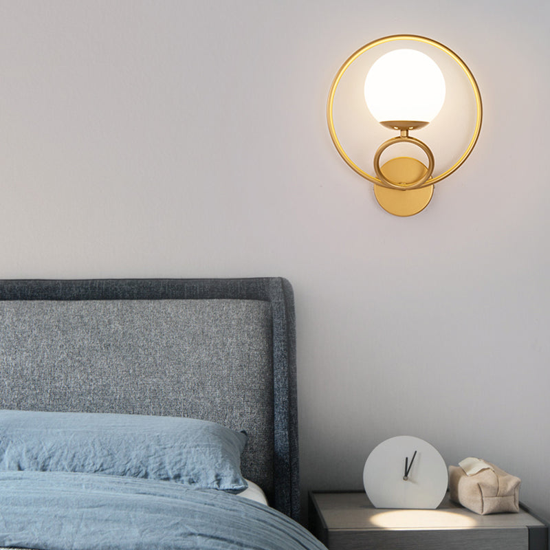 Modern Wall Mount Lamp 1-Light Spherical with Glass Shade for Bedroom