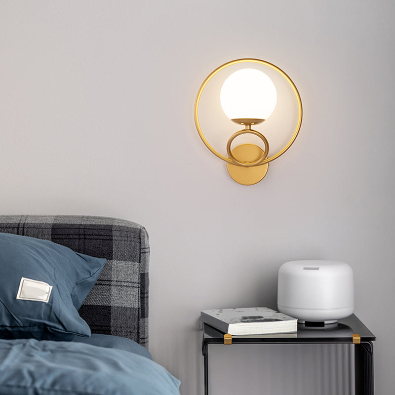 Modern Wall Mount Lamp 1-Light Spherical with Glass Shade for Bedroom