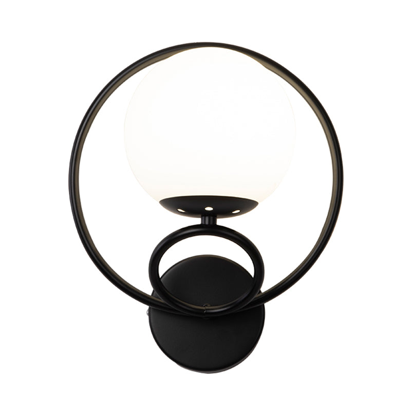 Modern Wall Mount Lamp 1-Light Spherical with Glass Shade for Bedroom