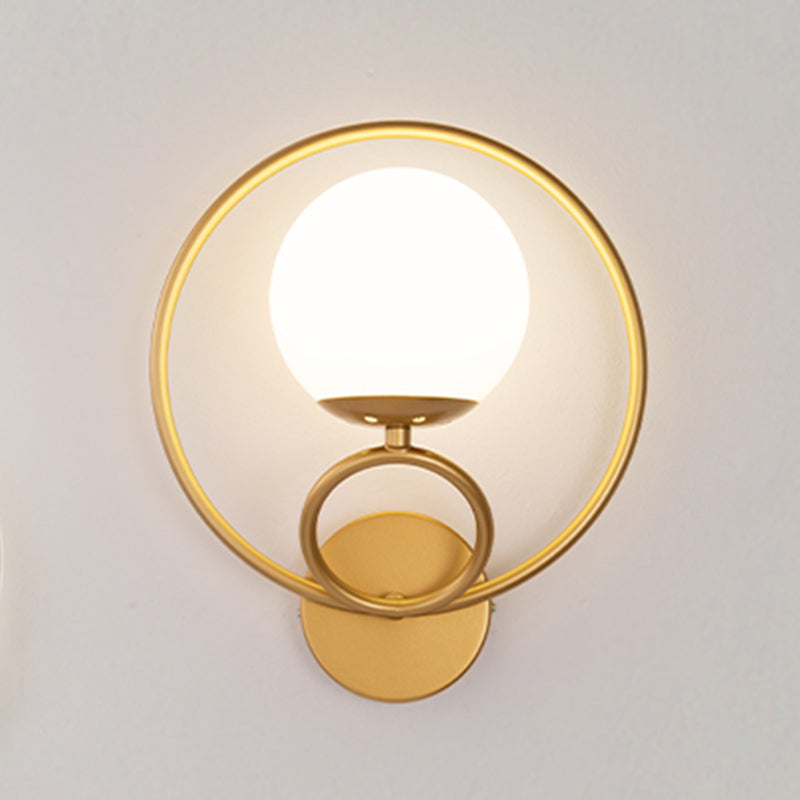 Modern Wall Mount Lamp 1-Light Spherical with Glass Shade for Bedroom