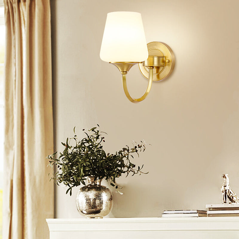 Modern Copper Wall Mount Lamp 1-Light with Glass Shade for Living Room