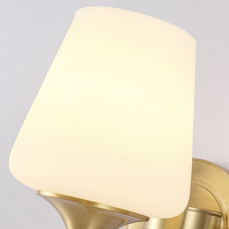 Modern Copper Wall Mount Lamp 1-Light with Glass Shade for Living Room