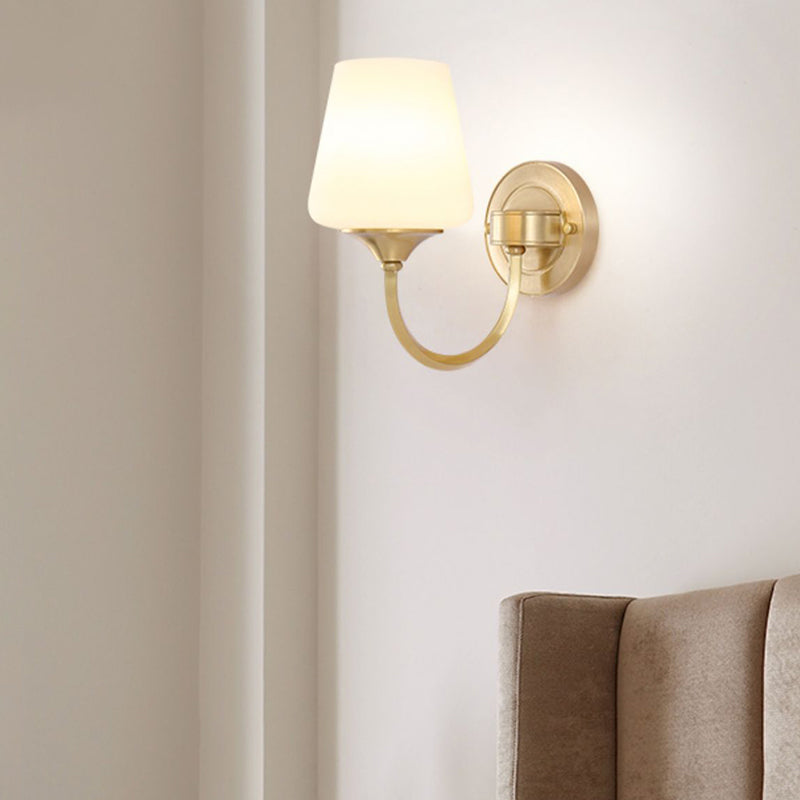 Modern Copper Wall Mount Lamp 1-Light with Glass Shade for Living Room