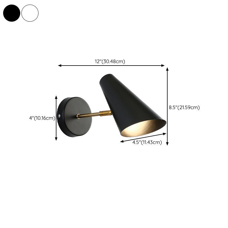 Cone Simplicity Metal 1 Light Wall Light Fixture in Black/White