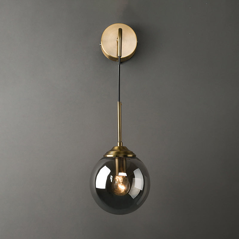 Single Golden Modernism Shaded Glass Wall Mounted Sconce for Bedroom