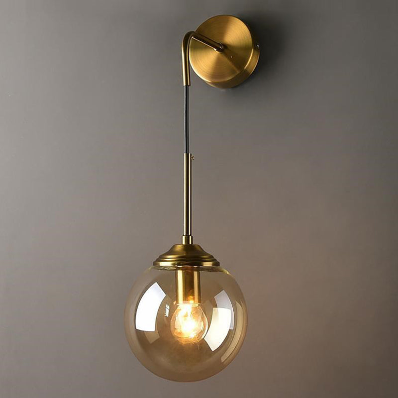Single Golden Modernism Shaded Glass Wall Mounted Sconce for Bedroom