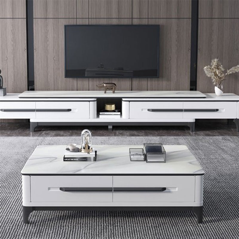 Slate Coffee or End Table with Storage Drawers Rectangle 4 Legs