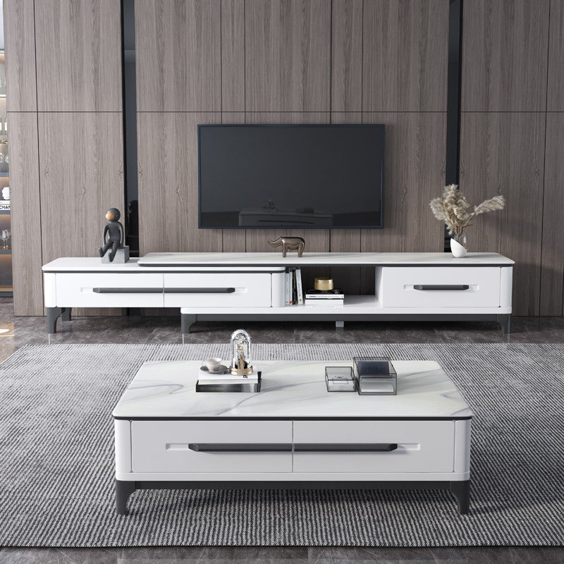 Slate Coffee or End Table with Storage Drawers Rectangle 4 Legs