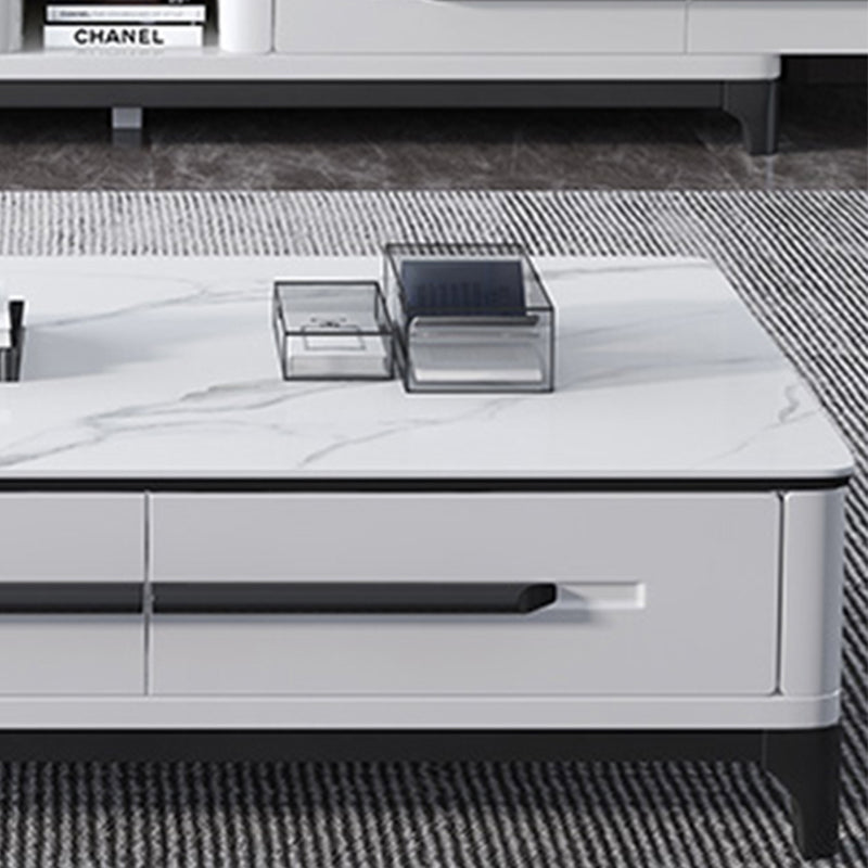 Slate Coffee or End Table with Storage Drawers Rectangle 4 Legs