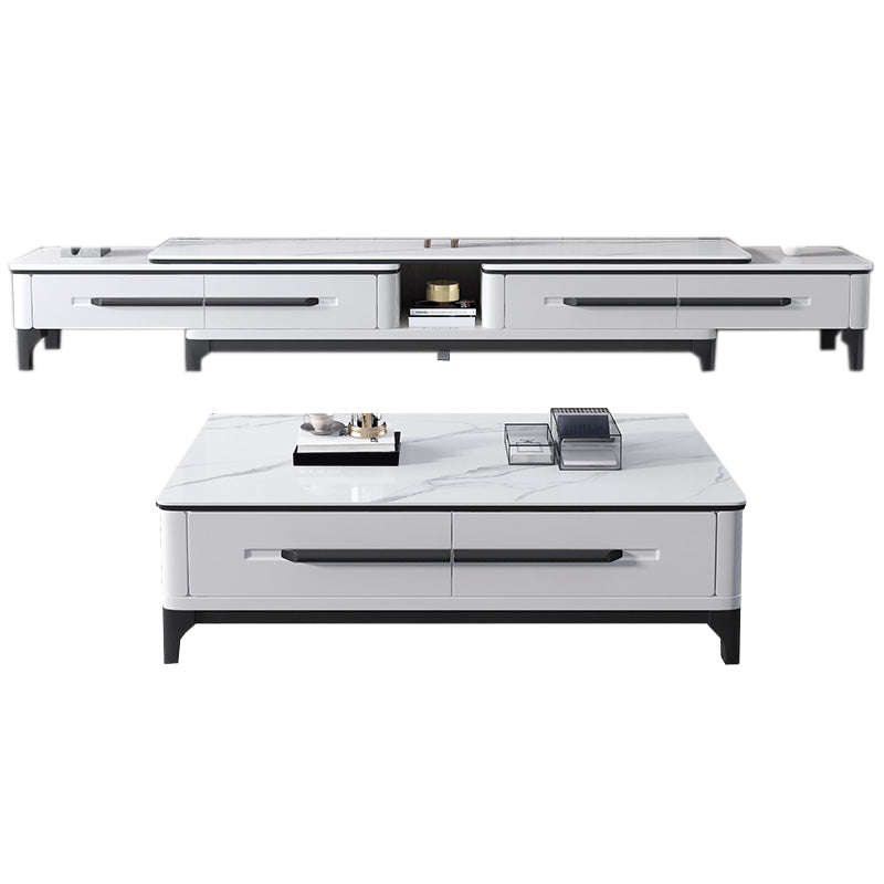 Slate Coffee or End Table with Storage Drawers Rectangle 4 Legs