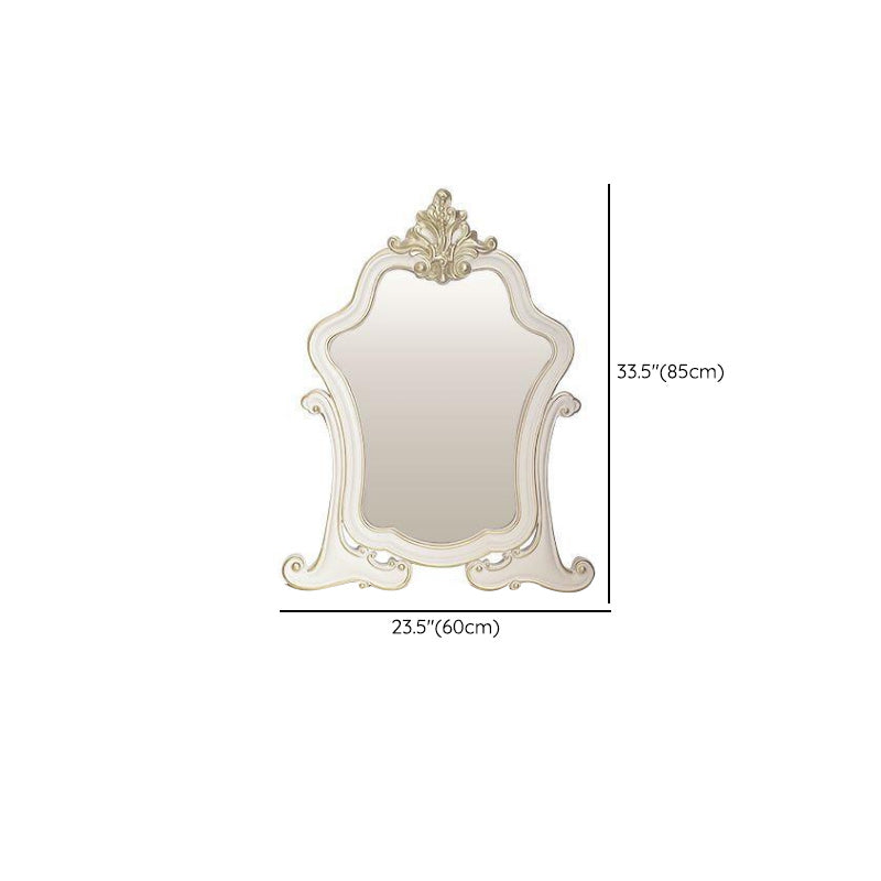 Victorian with Drawer White Wooden Bedroom Mirror Dressing Table