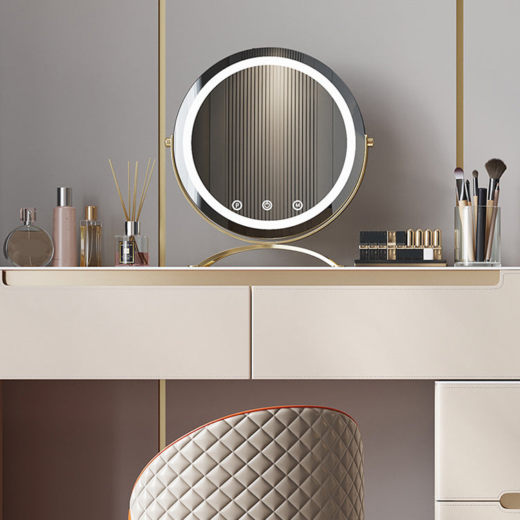 Contemporary With Drawer Metallic Bedroom Lighted Mirror Dressing Table