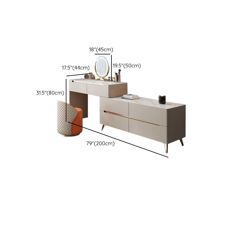 Contemporary With Drawer Metallic Bedroom Lighted Mirror Dressing Table