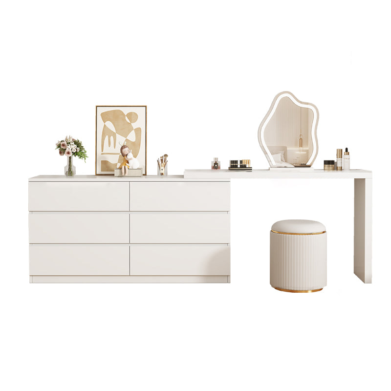 Contemporary White With Drawer Lighted Mirror Bedroom Wood Make-up Vanity