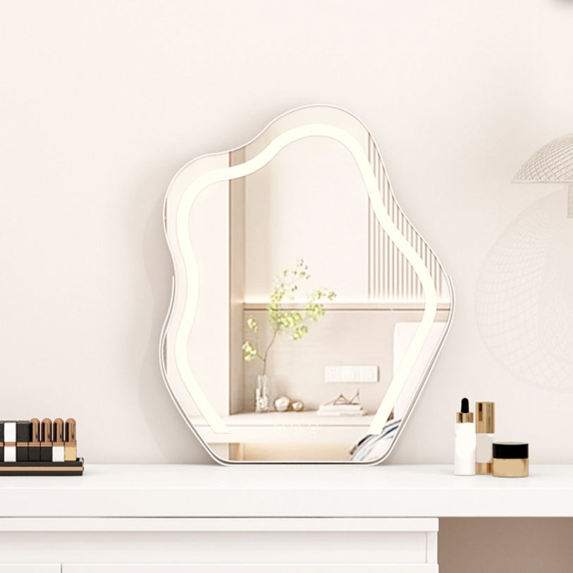 White Bedroom Lighted Mirror Wooden With Drawer Vanity Dressing Table