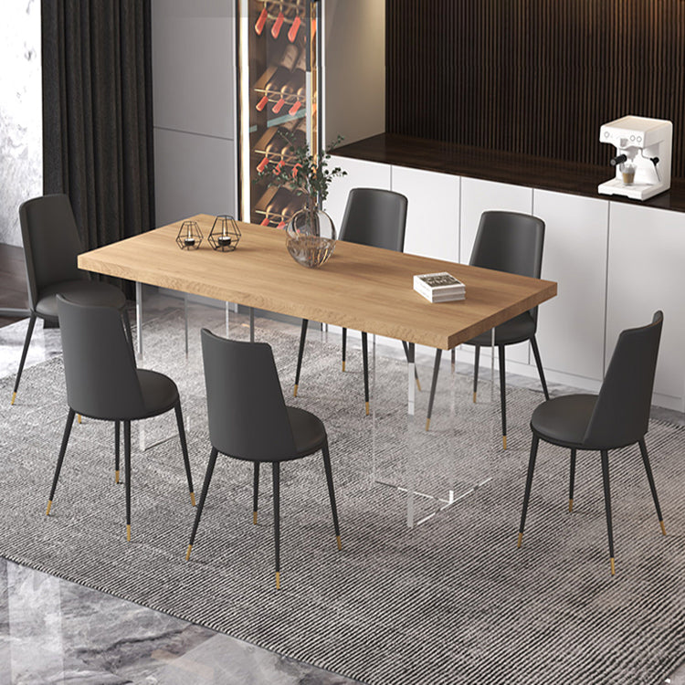 Modern Solid Wood Tabletop Dining Table for Small Space Acrylic Base