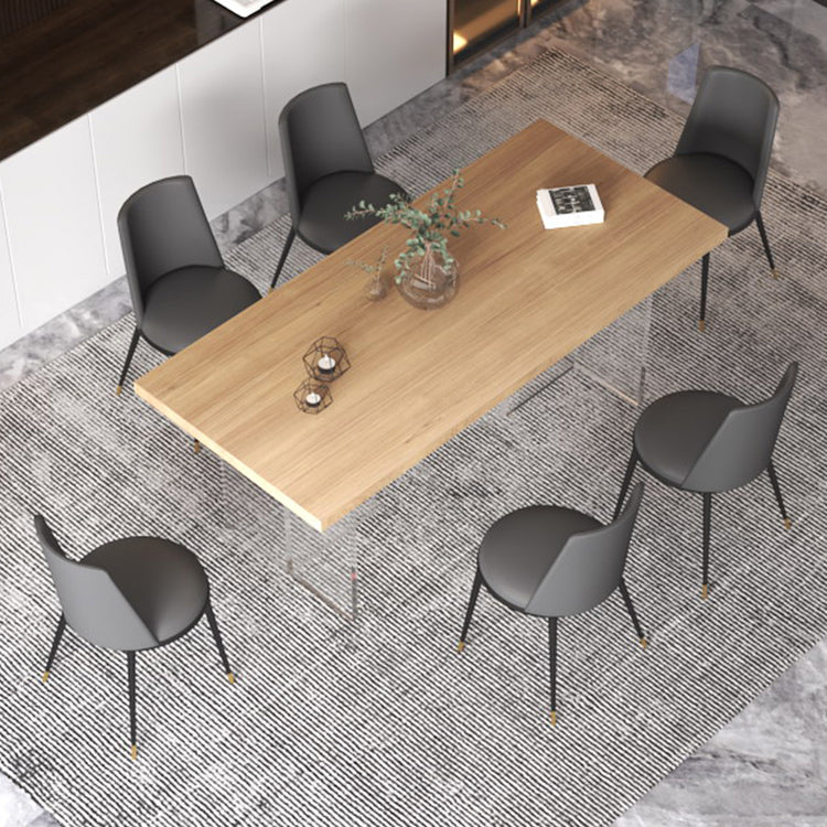 Modern Solid Wood Tabletop Dining Table for Small Space Acrylic Base