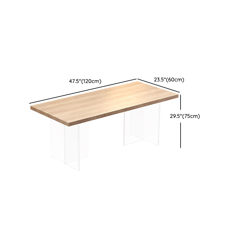 Modern Solid Wood Tabletop Dining Table for Small Space Acrylic Base