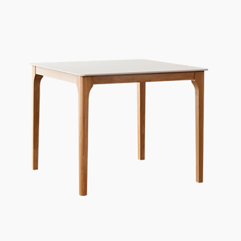 Modern Stone Top Dining Table Square Tabletop with Solid Wood Legs