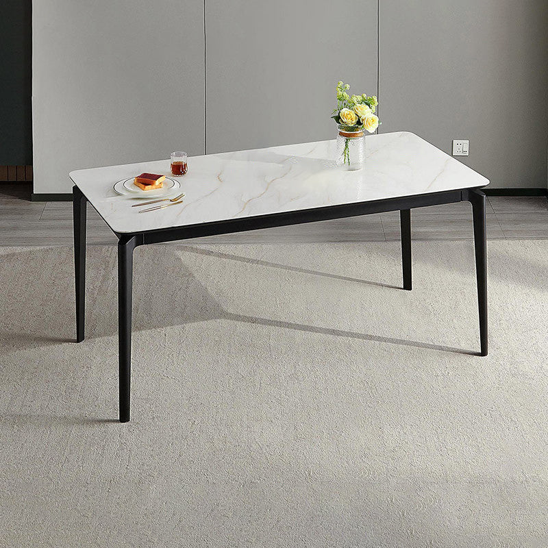 Modern Rectangular Stone Dining Table with 4 Foot for Dining Hall