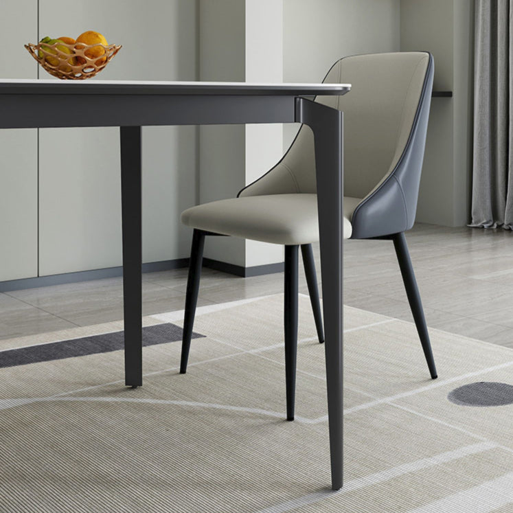 Modern Rectangular Stone Dining Table with 4 Foot for Dining Hall