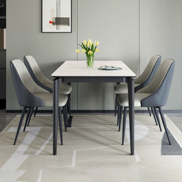 Modern Rectangular Stone Dining Table with 4 Foot for Dining Hall