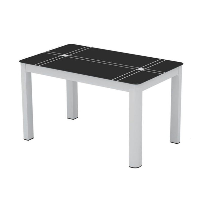 Modern Rectangular Dining Table Glass Tabletop for Living Room
