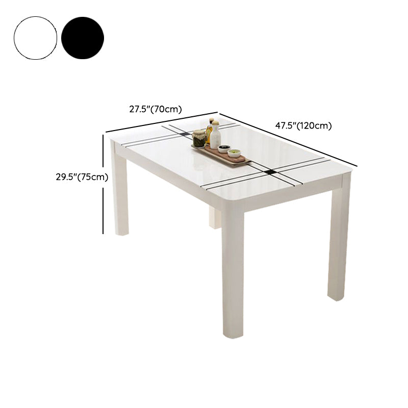 Modern Rectangular Dining Table Glass Tabletop for Living Room