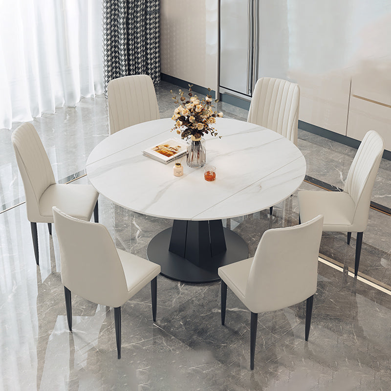 1/5/7 Pcs Modern Stone Round Shape Dinette Table with Armless Chair
