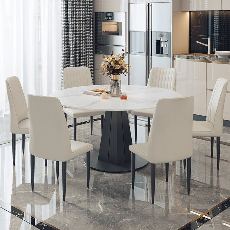 1/5/7 Pcs Modern Stone Round Shape Dinette Table with Armless Chair