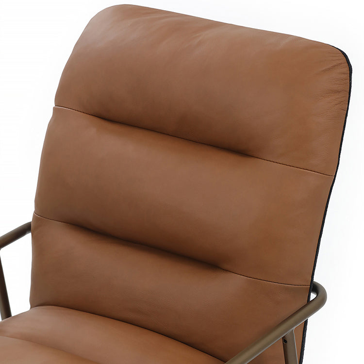 Glam Style Leather Parsons Back Metal Base Home Use Dining Arm Chair