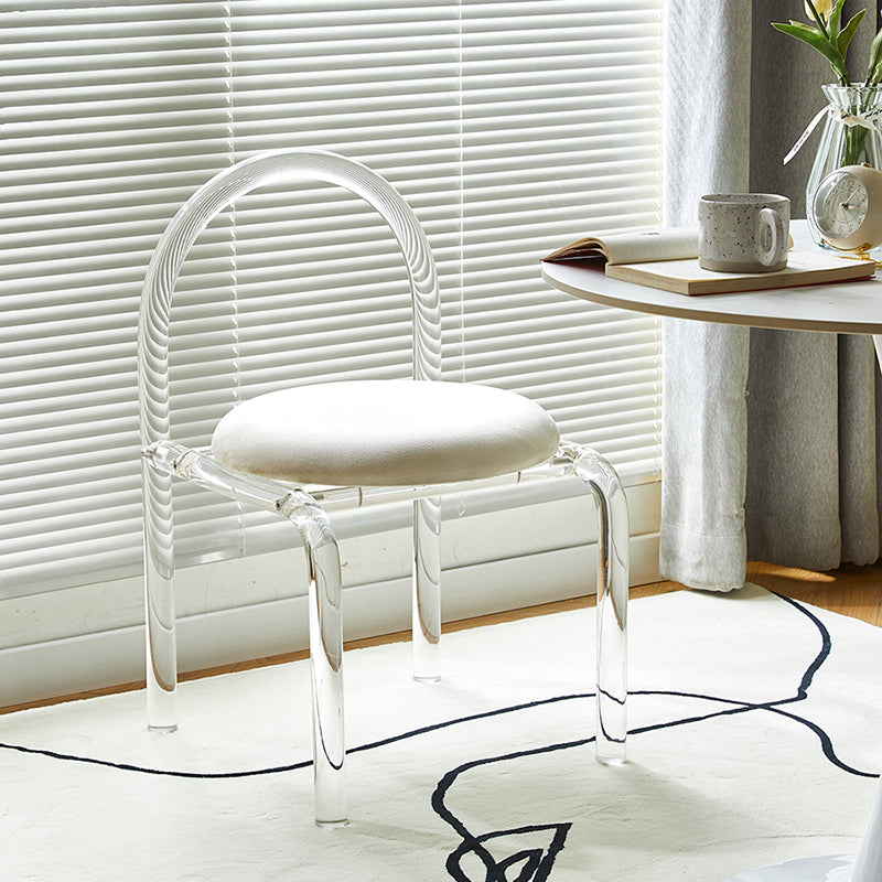 Contemporary Style Open Back Upholstered Acrylic Base Dining Side Chair