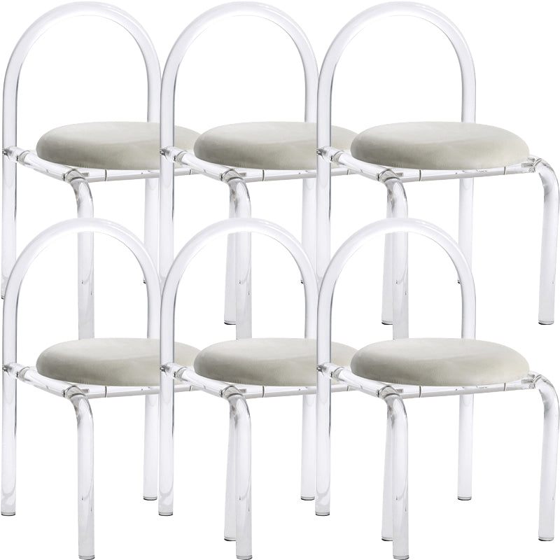 Contemporary Style Open Back Upholstered Acrylic Base Dining Side Chair