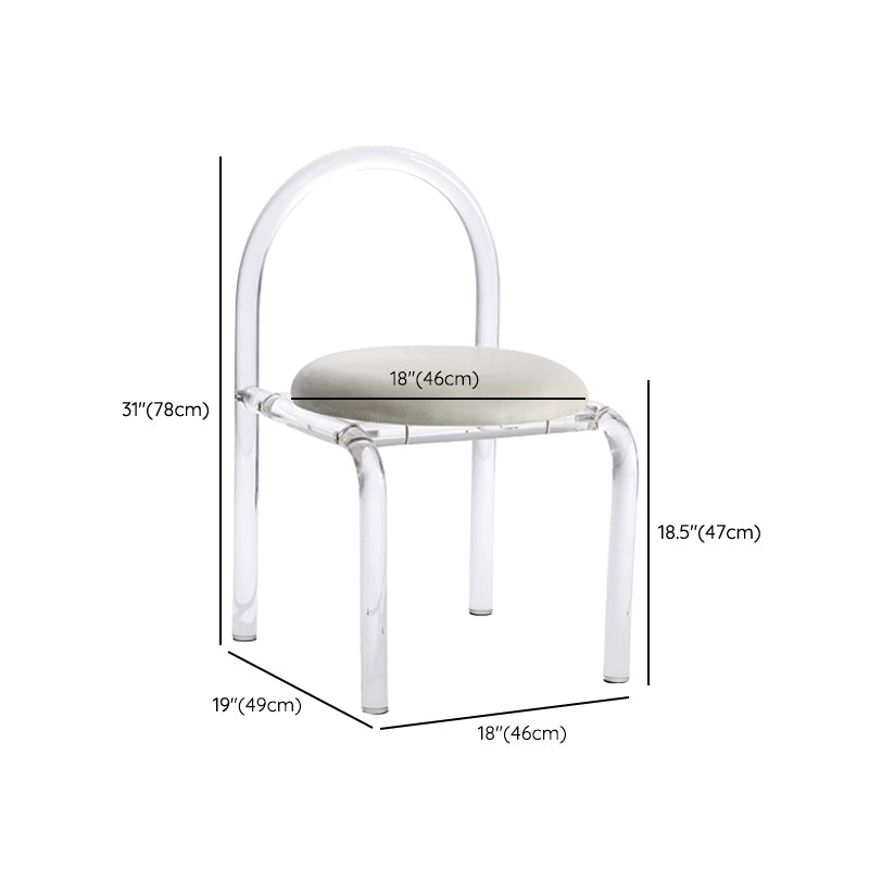 Contemporary Style Open Back Upholstered Acrylic Base Dining Side Chair