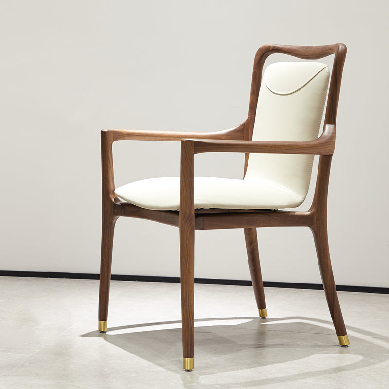 Dining Room Contemporary Walnut Wood Upholstered Solid Back Dining Chair