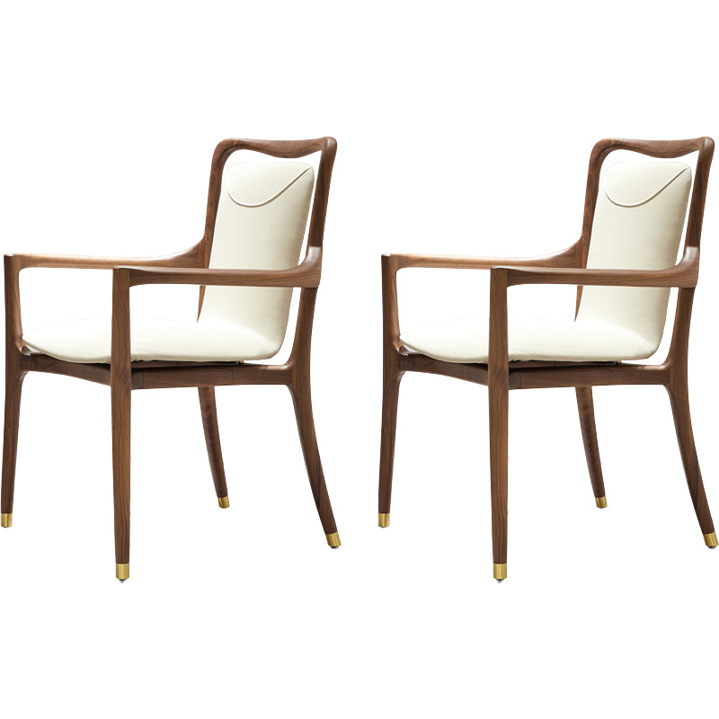 Dining Room Contemporary Walnut Wood Upholstered Solid Back Dining Chair