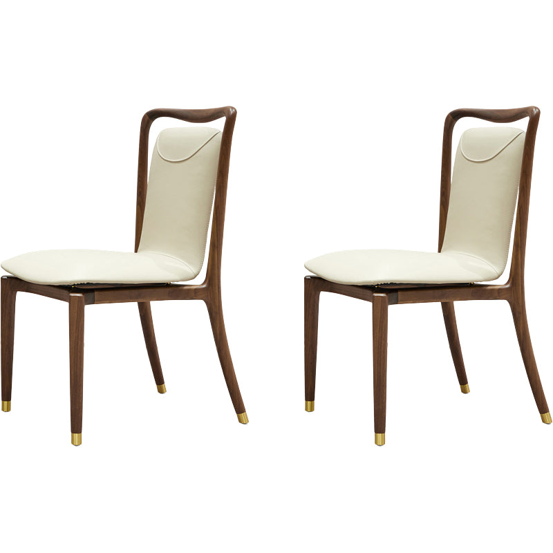Dining Room Contemporary Walnut Wood Upholstered Solid Back Dining Chair