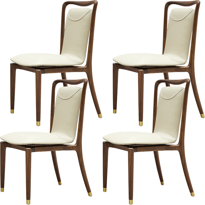 Dining Room Contemporary Walnut Wood Upholstered Solid Back Dining Chair