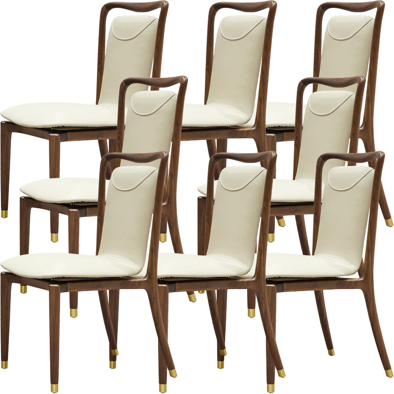 Dining Room Contemporary Walnut Wood Upholstered Solid Back Dining Chair