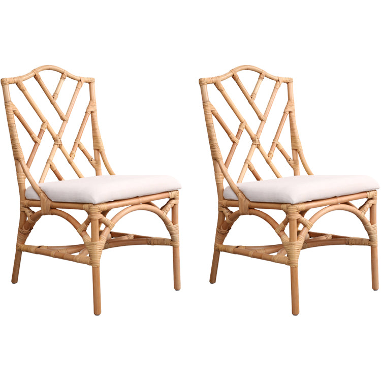 Modern Indoor Wicker Cross Back Upholstered Dining Side Chair