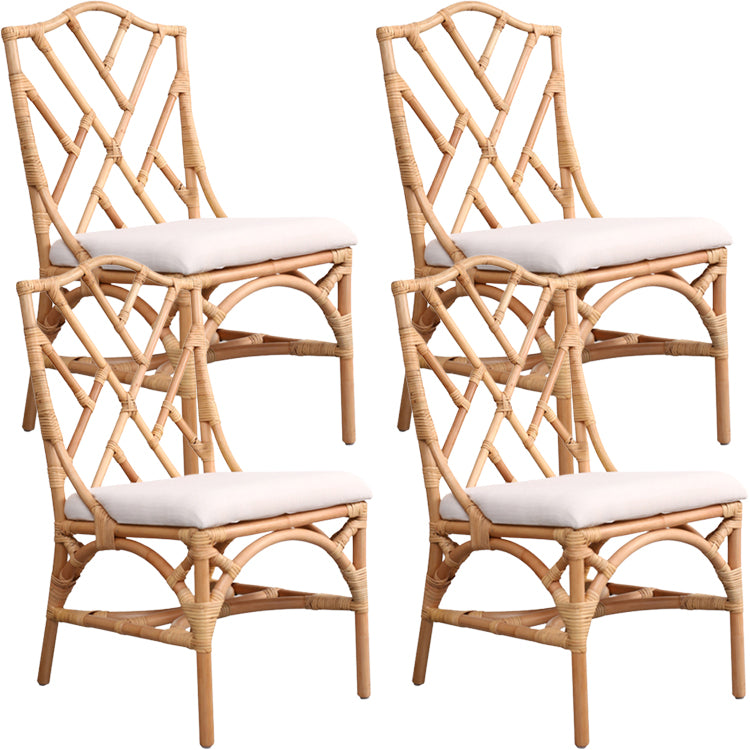 Modern Indoor Wicker Cross Back Upholstered Dining Side Chair