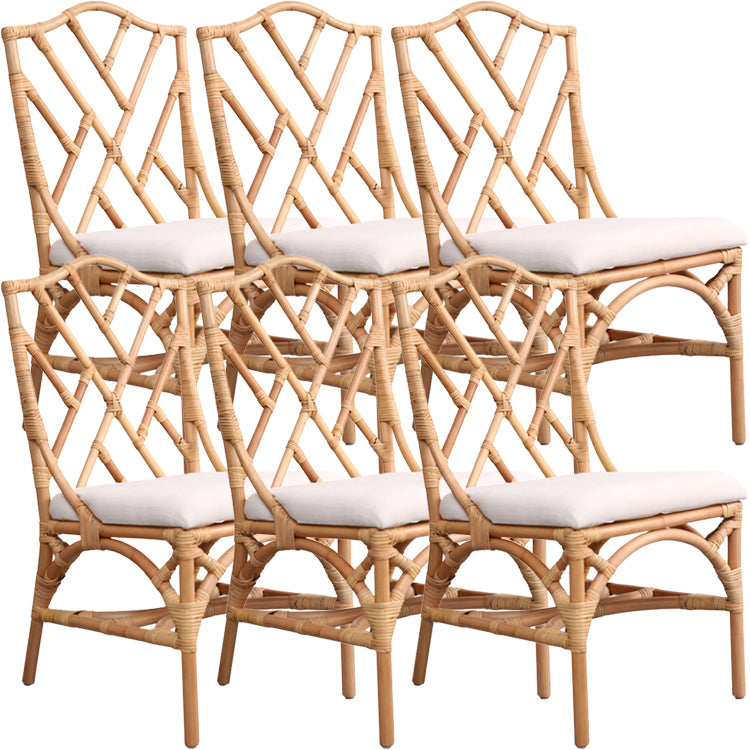 Modern Indoor Wicker Cross Back Upholstered Dining Side Chair