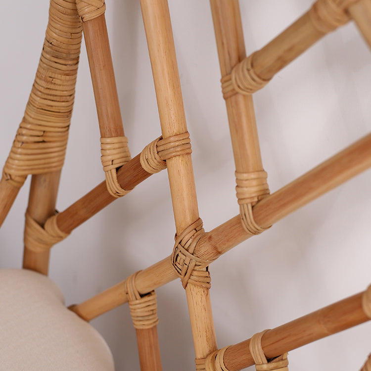 Modern Indoor Wicker Cross Back Upholstered Dining Side Chair